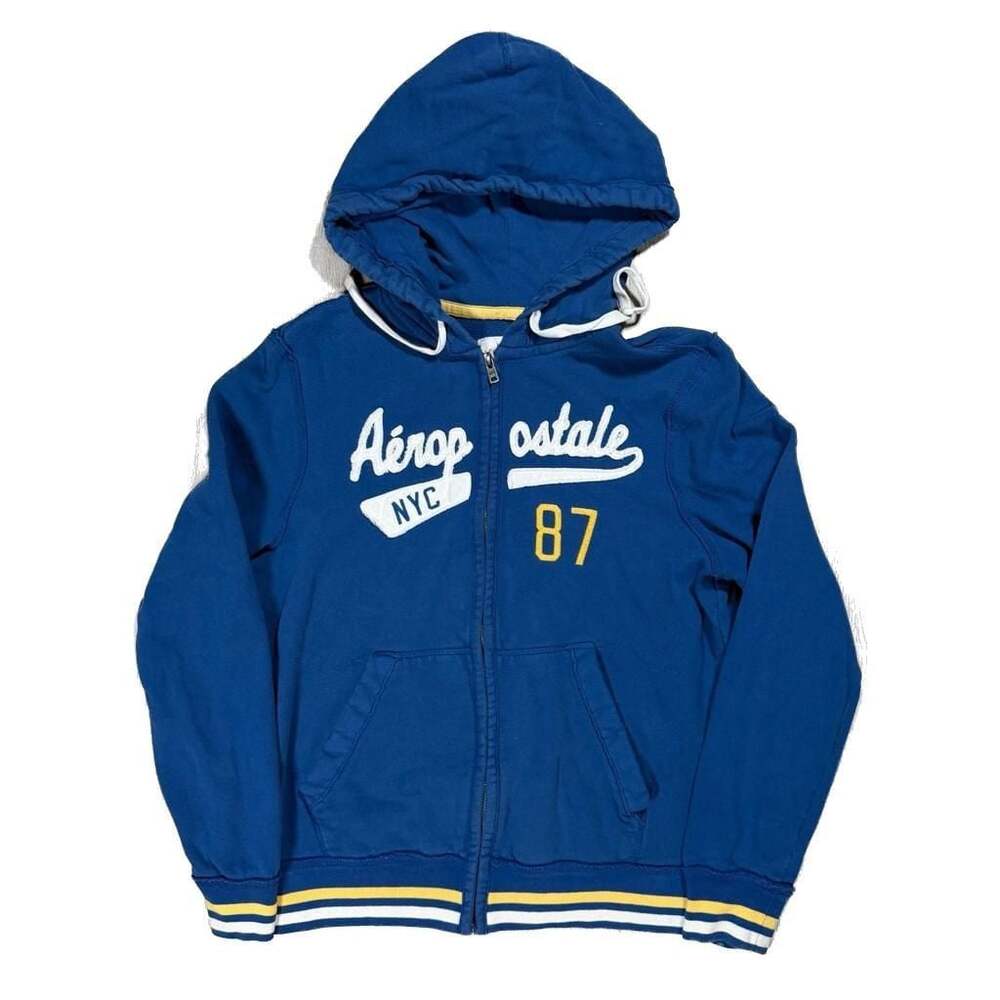 Aéropostale NYC 87 Embroidered Full-Zip Hoodie Striped Y2K Skater